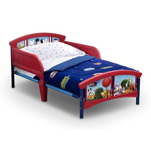  Delta Children Disney Mickey Mouse Toddler Room Set, 6-Piece (Toddler Bed | Bookcase | Side Table | Bedding Set | Storage Bins | Bonus Sheet Set)