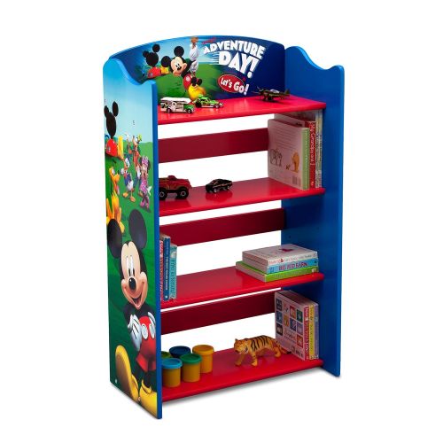  Delta Children Disney Mickey Mouse Toddler Room Set, 6-Piece (Toddler Bed | Bookcase | Side Table | Bedding Set | Storage Bins | Bonus Sheet Set)