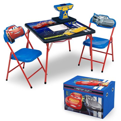  Delta Children 4-Piece Kids Furniture Set (2 Chairs and Table Set & Fabric Toy Box), Disney/Pixar Cars