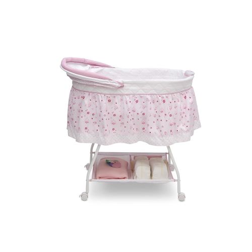  Delta Children Disney Baby Ultimate Sweet Beginnings Bedside Bassinet - Portable Crib with Lights, Sounds and Vibrations, Disney Princess