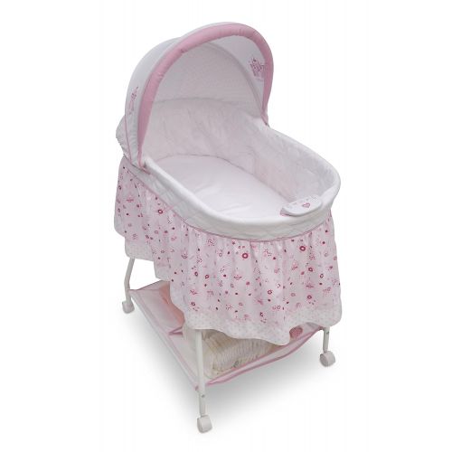  Delta Children Disney Baby Ultimate Sweet Beginnings Bedside Bassinet - Portable Crib with Lights, Sounds and Vibrations, Disney Princess