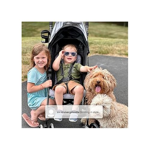  Jeep AdventureGlyde Stroller by Delta Children - Lightweight Travel Stroller with Smoothest Ride & Compact Fold, 3-Position Recline, Extra Large Storage Basket, Black/Grey