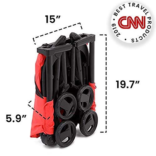 [아마존베스트]The Clutch Stroller by Delta Children - Lightweight Compact Folding Stroller - Includes Travel Bag - Fits Airplane Overhead Storage - Red