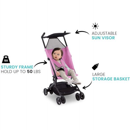  [아마존베스트]The Clutch Stroller by Delta Children - Lightweight Compact Folding Stroller - Includes Travel Bag - Fits Airplane Overhead Storage - Pink