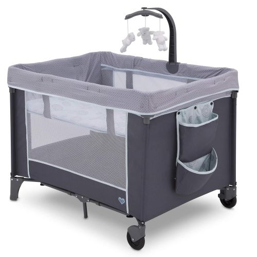  [아마존베스트]Delta Children LX Deluxe Portable Baby Play Yard With Removable Bassinet and Changing Table, Eclipse