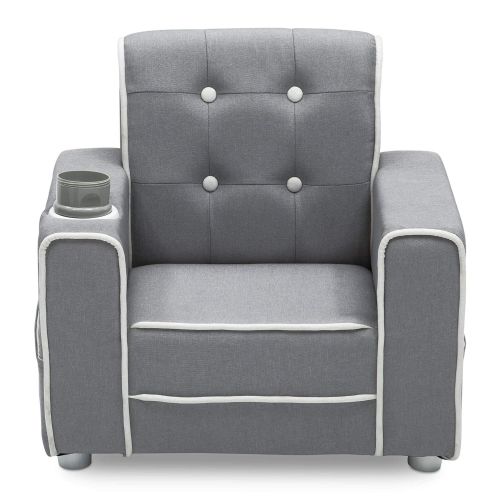  [아마존베스트]Delta Children Chelsea Kids Upholstered Chair with Cup Holder, Soft Grey