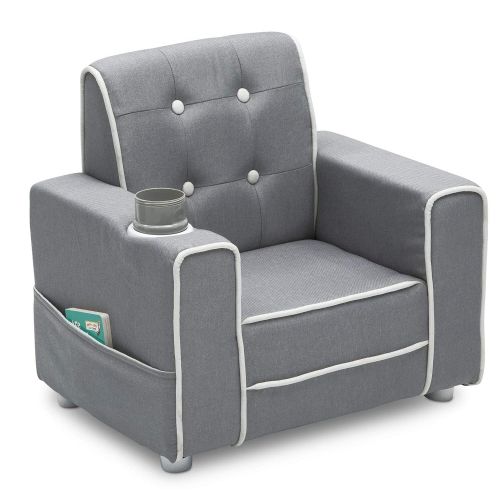  [아마존베스트]Delta Children Chelsea Kids Upholstered Chair with Cup Holder, Soft Grey