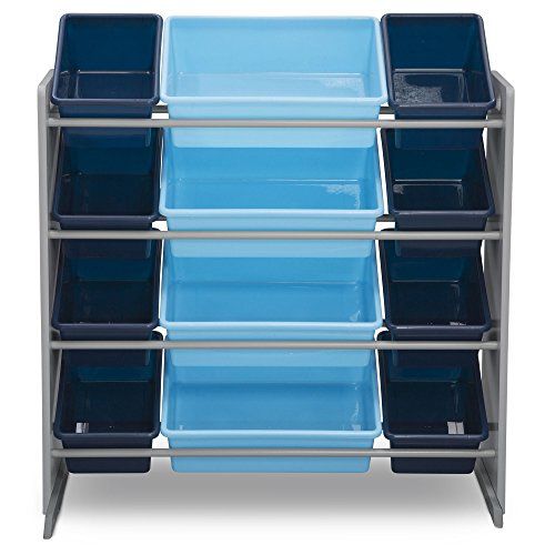  [아마존베스트]Delta Children Kids Toy Storage Organizer with 12 Plastic Bins, Grey/Blue, Grey/Blue