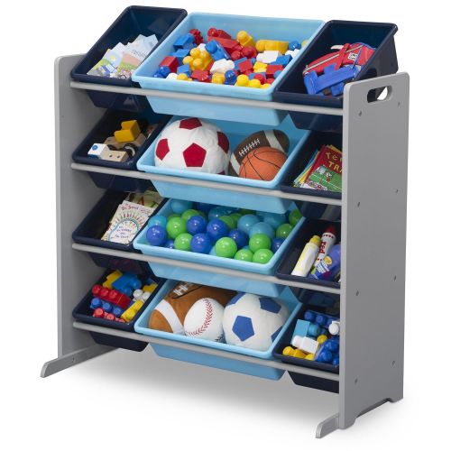  [아마존베스트]Delta Children Kids Toy Storage Organizer with 12 Plastic Bins, Grey/Blue, Grey/Blue