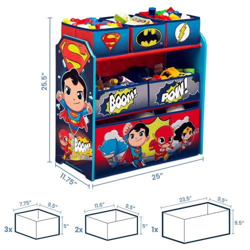  [아마존베스트]Delta Children Multi-Bin Toy Organizer, DC Super Friends | Batman | Robin | Superman | Wonder Woman | The Flash