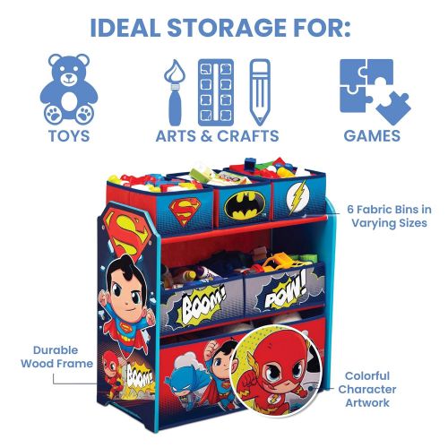  [아마존베스트]Delta Children Multi-Bin Toy Organizer, DC Super Friends | Batman | Robin | Superman | Wonder Woman | The Flash