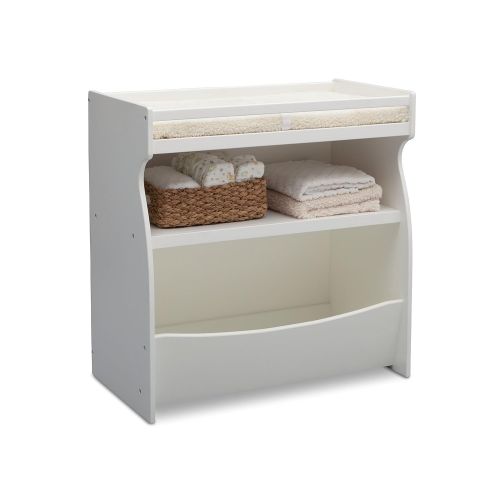  Delta Children 2-in-1 Changing Table and Storage Unit with Changing Pad, Bianca White