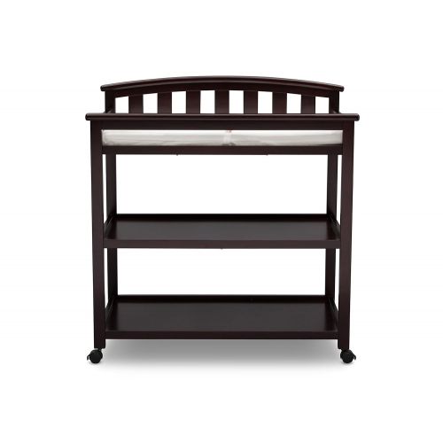  Delta Children Arch Top Changing Table with Wheels and Changing Pad, Dark Chocolate