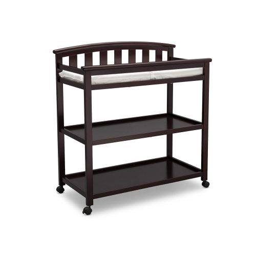  Delta Children Arch Top Changing Table with Wheels and Changing Pad, Dark Chocolate