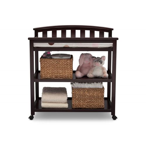  Delta Children Arch Top Changing Table with Wheels and Changing Pad, Dark Chocolate