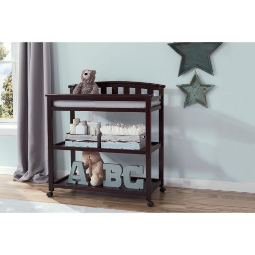  Delta Children Arch Top Changing Table with Wheels and Changing Pad, Dark Chocolate