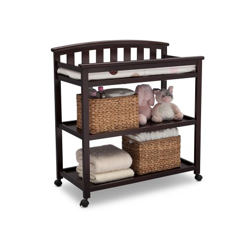  Delta Children Arch Top Changing Table with Wheels and Changing Pad, Dark Chocolate