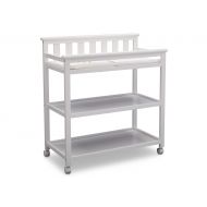 Delta Children Flat Top Changing Table with Wheels and Changing Pad, Bianca White