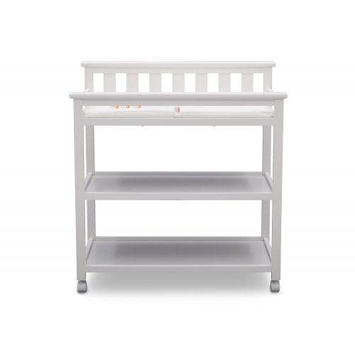  Delta Children Flat Top Changing Table with Wheels and Changing Pad, Bianca White