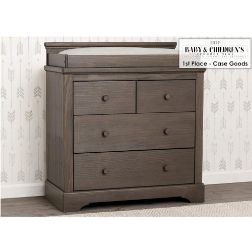  Delta Children Simmons Kids SlumberTime Paloma 4 Drawer Dresser with Changing Top, Rustic Grey