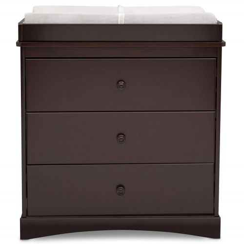  Delta Children Sutton 3 Drawer Dresser with Changing Top, Dark Chocolate