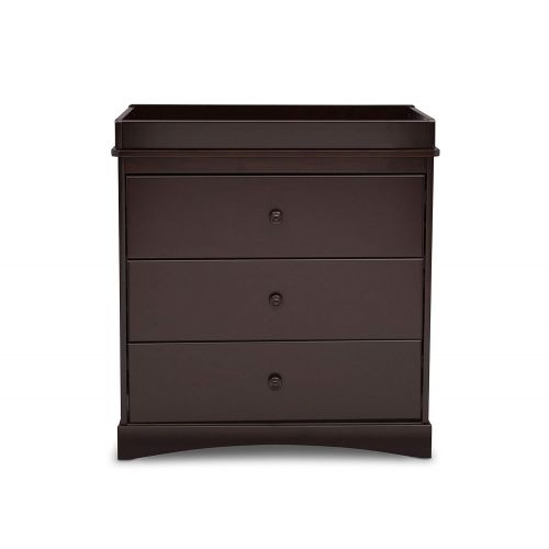  Delta Children Sutton 3 Drawer Dresser with Changing Top, Dark Chocolate