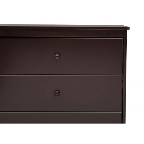  Delta Children Sutton 3 Drawer Dresser with Changing Top, Dark Chocolate