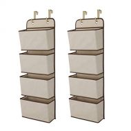 Delta Children 4 Pocket Over The Door Hanging Organizer, 2 Pack, Beige/Tan