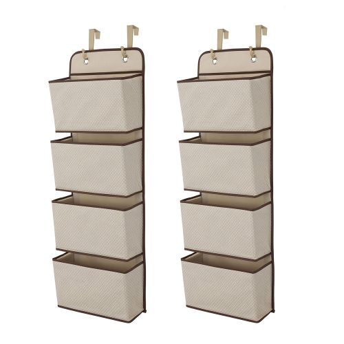  Delta Children 4 Pocket Over The Door Hanging Organizer, 2 Pack, Beige/Tan