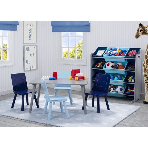  Delta Children Kids Toy Storage Organizer with 12 Plastic Bins, Grey/Blue, Grey/Blue