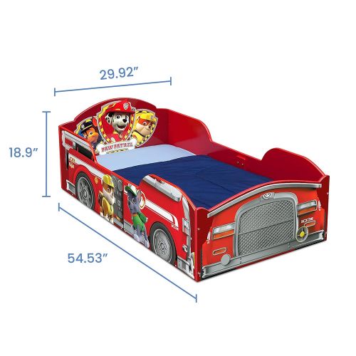  Delta Children Wood Toddler Bed, Nick Jr. PAW Patrol + Serta Perfect Slumber Dual Sided Recycled Fiber Core Toddler Mattress (Bundle)