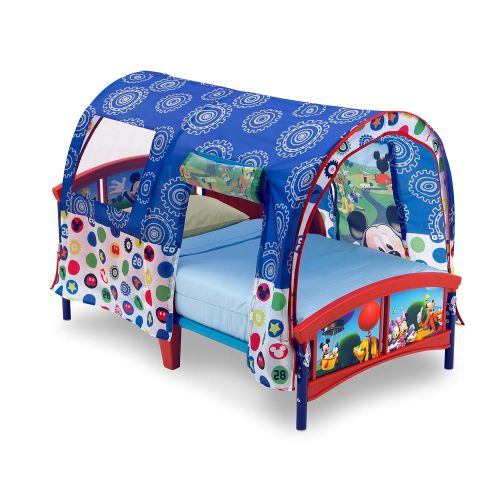  Delta Children Toddler Tent Bed, Disney Mickey Mouse + Delta Children Twinkle Galaxy Dual Sided Recycled Fiber Core Toddler Mattress (Bundle)