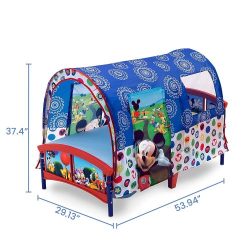  Delta Children Toddler Tent Bed, Disney Mickey Mouse + Delta Children Twinkle Galaxy Dual Sided Recycled Fiber Core Toddler Mattress (Bundle)