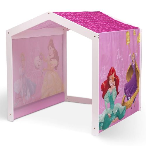  Disney Princess Indoor Playhouse with Fabric Tent + MySize Wood Toddler Bed by Delta Children, Bianca White