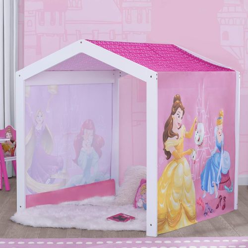  Disney Princess Indoor Playhouse with Fabric Tent + MySize Wood Toddler Bed by Delta Children, Bianca White