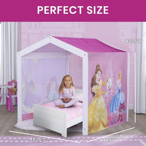  Disney Princess Indoor Playhouse with Fabric Tent + MySize Wood Toddler Bed by Delta Children, Bianca White