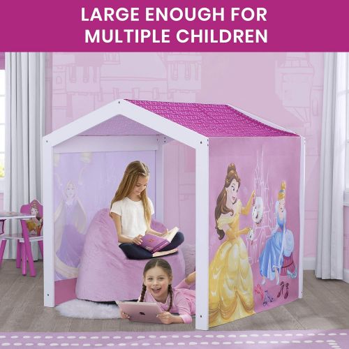  Disney Princess Indoor Playhouse with Fabric Tent + MySize Wood Toddler Bed by Delta Children, Bianca White