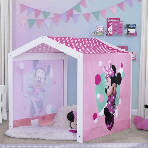  Delta Children Disney Minnie Mouse Indoor Playhouse with Fabric Tent + Minnie Mouse Chair Desk with Storage Bin