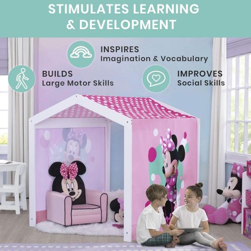  Delta Children Disney Minnie Mouse Indoor Playhouse with Fabric Tent + Minnie Mouse Chair Desk with Storage Bin