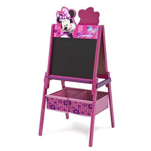  Delta Children Wooden Double Sided Kids Easel with Storage Ideal for Arts & Crafts, Drawing, Homeschooling and More, Disney Minnie Mouse