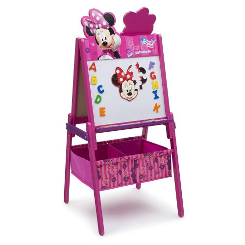  Delta Children Wooden Double Sided Kids Easel with Storage Ideal for Arts & Crafts, Drawing, Homeschooling and More, Disney Minnie Mouse