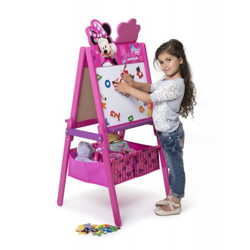  Delta Children Wooden Double Sided Kids Easel with Storage Ideal for Arts & Crafts, Drawing, Homeschooling and More, Disney Minnie Mouse