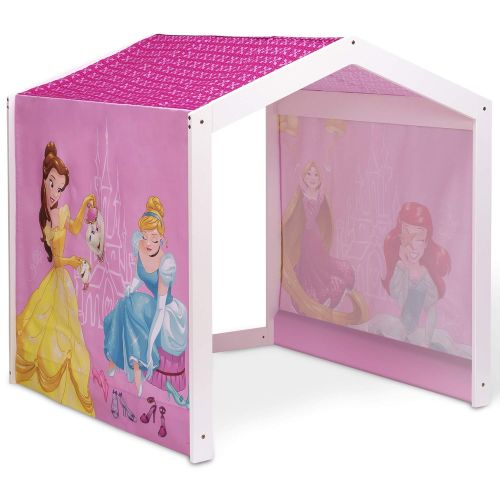  Disney Princess Indoor Playhouse with Fabric Tent for Boys and Girls by Delta Children, Great Sleep or Play Area for Kids Fits Toddler Bed