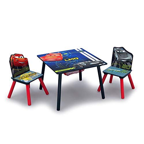  Delta Children Kids Table and Chair Set With Storage (2 Chairs Included) Ideal for Arts & Crafts, Snack Time, Homeschooling, Homework & More, Disney/Pixar Cars