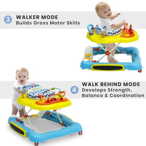  Delta Children 4-in-1 Discover & Play Musical Walker, Blue/Green