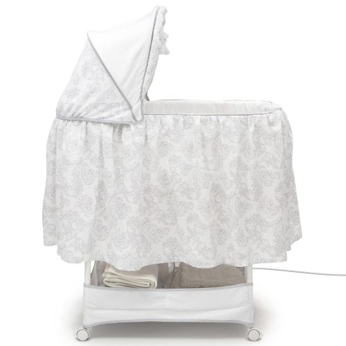  Delta Children Simmons Kids Classic Hands-Free Auto-Glide Bedside Bassinet - Portable Crib Features Silent, Smooth Gliding Motion That Soothes Baby, Emerson