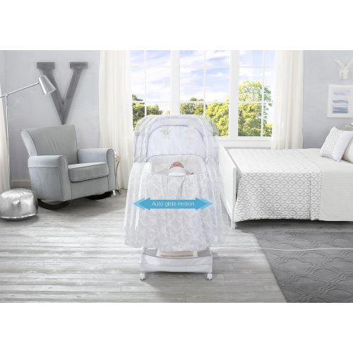  Delta Children Simmons Kids Classic Hands-Free Auto-Glide Bedside Bassinet - Portable Crib Features Silent, Smooth Gliding Motion That Soothes Baby, Emerson