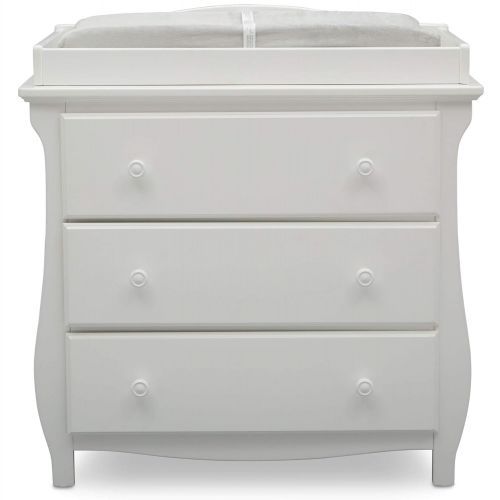  Delta Children Lancaster 3 Drawer Dresser with Changing Top, Bianca White