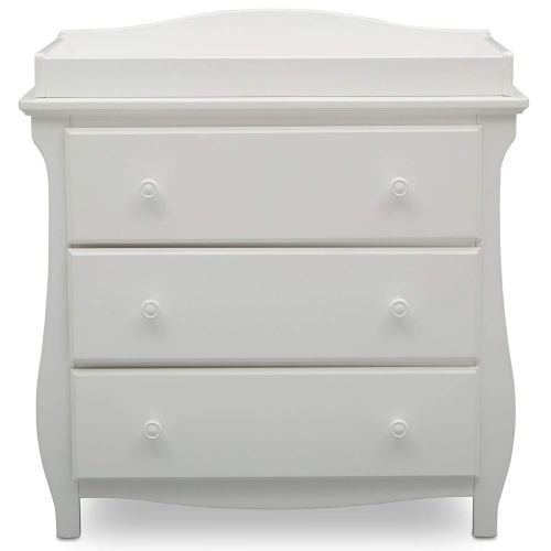  Delta Children Lancaster 3 Drawer Dresser with Changing Top, Bianca White