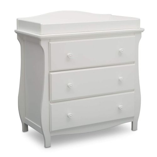  Delta Children Lancaster 3 Drawer Dresser with Changing Top, Bianca White